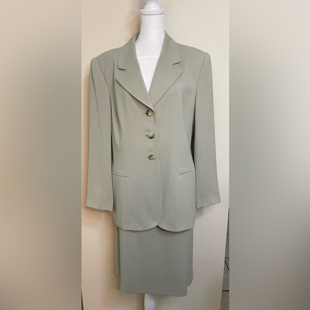 Kasper ASL Petite Women’s Suit 2 Pieces Set Jacket Blazer & Skirt Sz 14 P